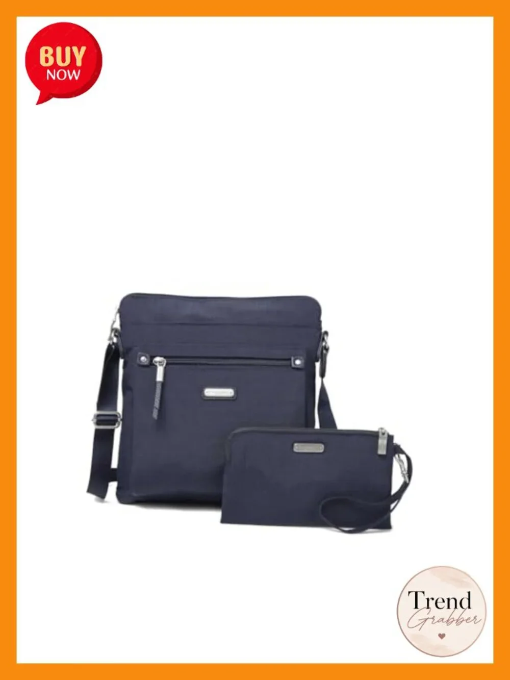 Removable RFID Wristlet Crossbody Bag with Water-Resistant Nylon